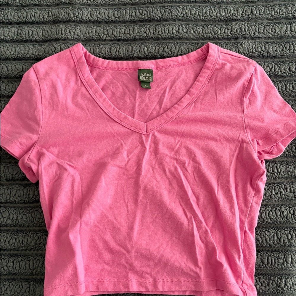 Wild Fable Bright Pink V-Neck Tee